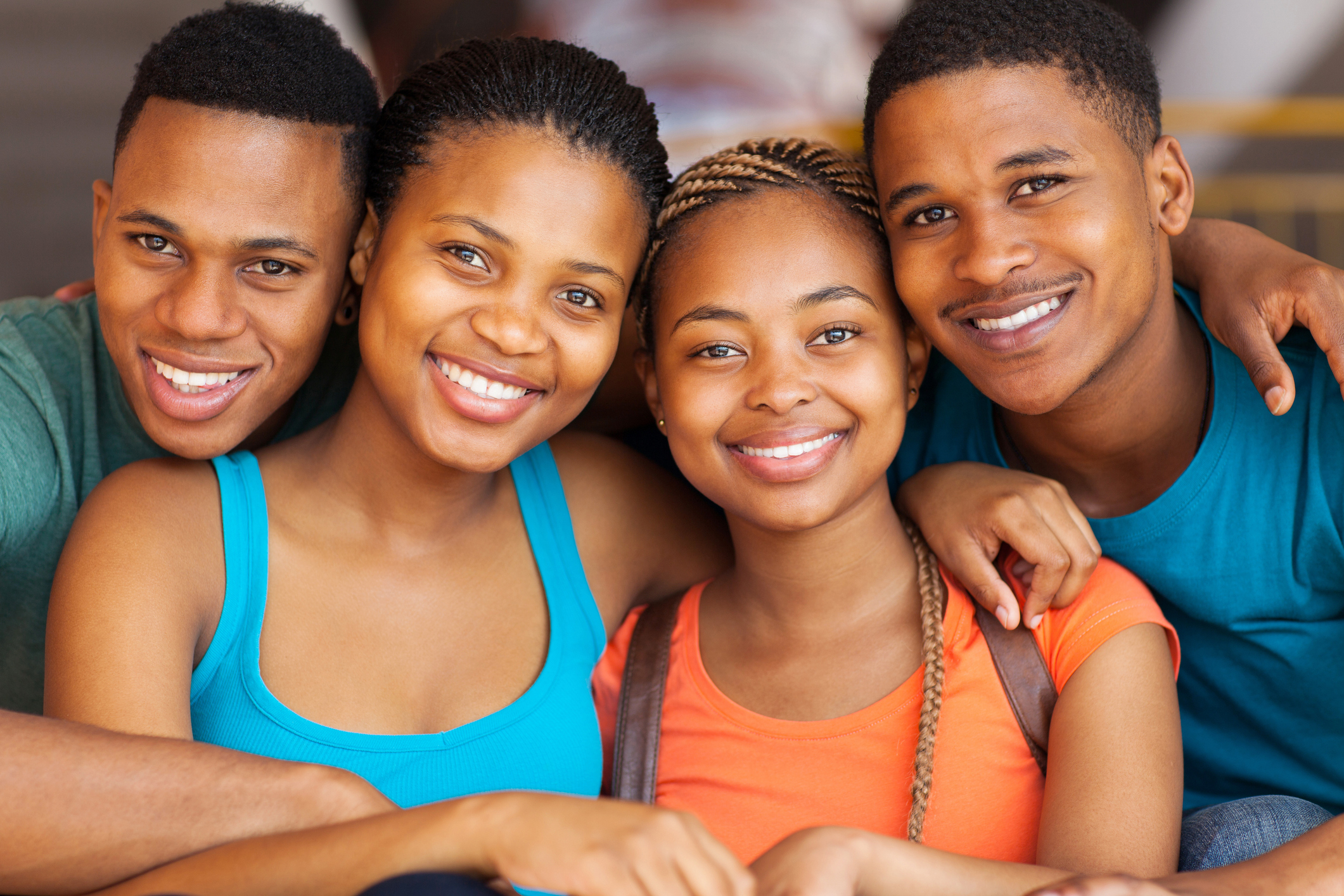 close up portrait of african american university students